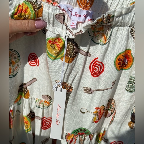 NWT Lisa Says Gah Andre Skirt Caviar Dreams Linen White Size Medium Brand New - Picture 11 of 11